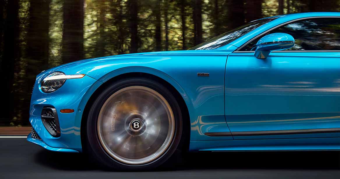 lose-up side profile of a Bentley Continental GT