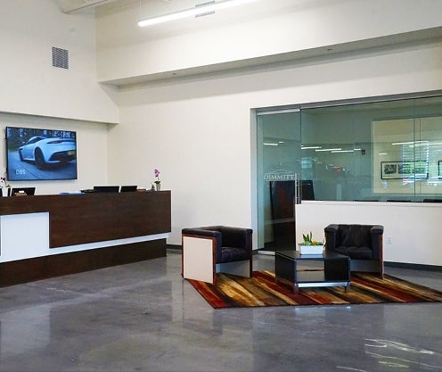 Interior waitning room at Bentley service center