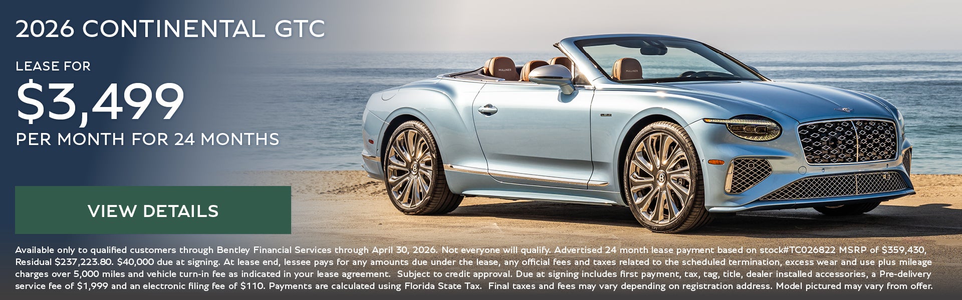 continental gtc lease for 3499 per month for 24 months